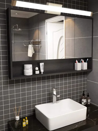 Vista 14 de Lámpara de tocador de baño de níquel cepillado, cuadrada, LED, 60 cm (24 pulgadas), 14 W, luz blanca natural, 4000 K, barra de luz para espejo