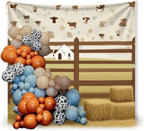 Vista 4 de Kit de arco de globos de vaquero, 105 piezas de globos de vaquero, guirnalda de globos de vaca de granja occidental, juego para cumpleaños, boda