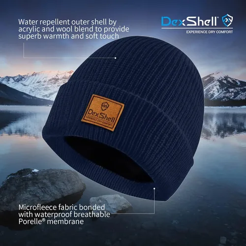 Vista 3 de DexShell Gorro de reloj impermeable y resistente al viento con membrana para clima frío forro polar exterior de mezcla de lana