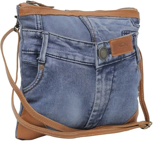 Vista 2 de Bolso bandolera de cuero occidental para mujer - Bolso bandolera de lona reciclada