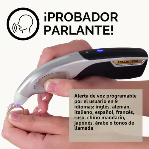 Vista 4 de GemOro Testerossa - Probador de diamantes parlantes, moissanita y zafiro blanco, plateado