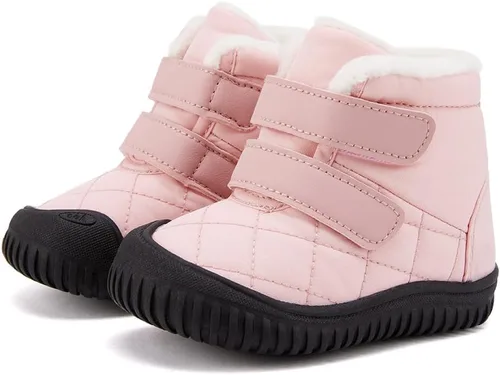 Vista 8 de BMCiTYBM Botas de nieve para bebés y niños pequeños, zapatos de invierno para niños y niñas, zapatos de bebé de piel sintética para clima frío