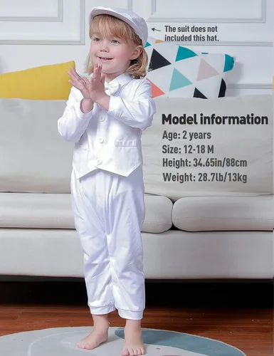 Vista 2 de A&J DESIGN Mameluco de caballero para bebé niño con corbatín