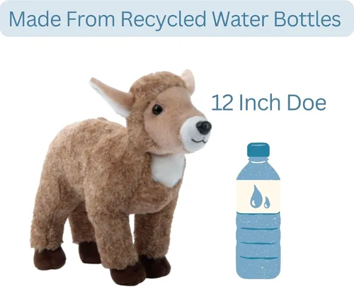 Vista 3 de The Petting Zoo Doe - Animal de peluche, regalos para niños, animales salvajes del zoológico Onez, juguete de peluche de 12 pulgadas