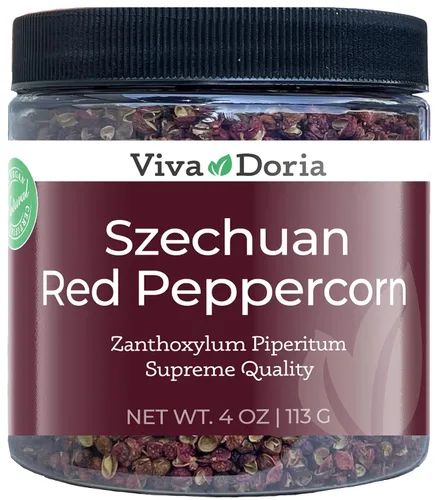 Vista 2 de Viva Doria Granos de pimienta roja Szechuan, pimienta entera de Sichuan, esterilizada al vapor, 3 oz (85 g)