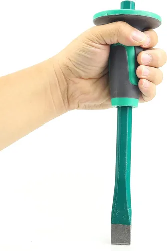 Vista 6 de Cincel para Albañilería con Protector de Mano, Cincel de Extremo Plano de 12 Pulgadas de Alta Resistencia para Demoler, Tallar, Dividir, Romper