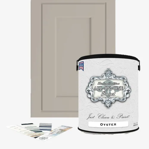 Vista 207 de Pintura TODO EN UNO, Abbey (gris cálido), Muestra de 8oz - Pintura duradera para gabinetes y muebles. Imprimación y capa superior incorporadas,
