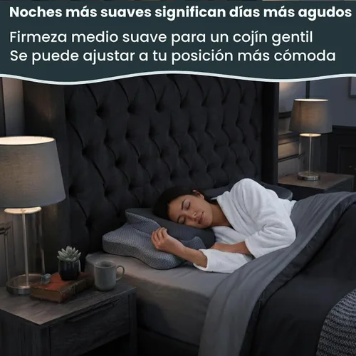 Vista 5 de Almohada cervical ergonómica para dormir – Almohada cervical de espuma viscoelástica refrescante para personas que duermen de lado y de espalda