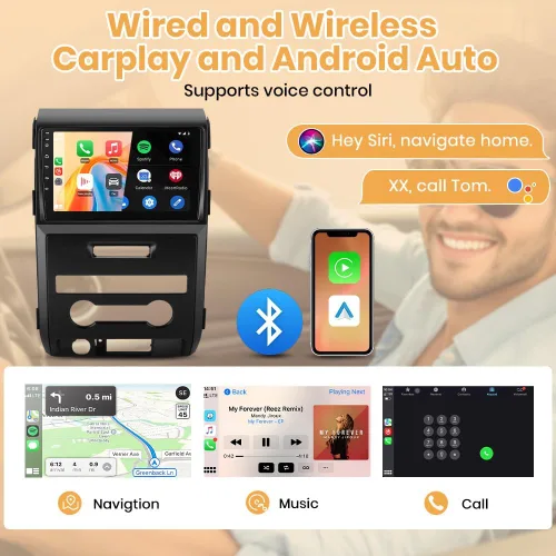 Vista 4 de Radio Android para Ford F150 2009-2012 (0nly para CA manual), con pantalla táctil de 9 pulgadas, 2 GB de RAM+64 GB de ROM, supprot Carplay, Android