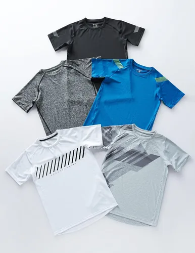 Vista 7 de Paquete de 5 camisetas deportivas para niños, camisetas de ajuste seco para niños, camisetas de manga corta, ropa deportiva a granel