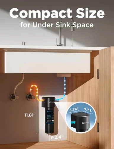 Vista 8 de NOVETE Sistema de filtro de agua para debajo del fregadero, 12 meses/8 K galones, certificado NSF/ANSI 42/372, reduce el plomo, cloro, malos sabores