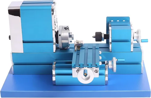 Vista 9 de Mini máquina de torno de metal, herramienta motorizada para trabajar el metal, tornos de madera de sobremesa con portabrocas de 3 mandíbulas