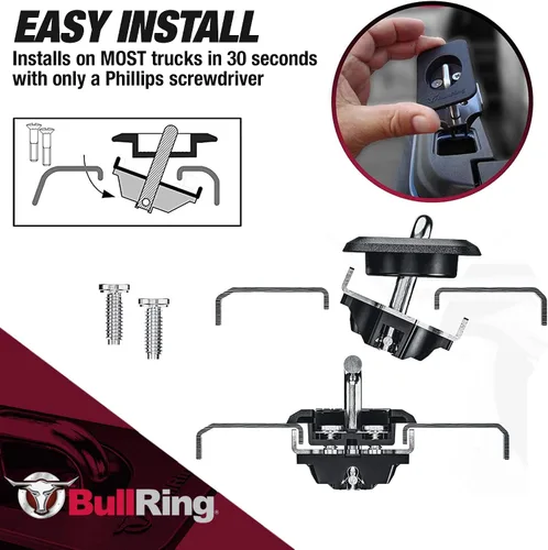 Vista 7 de 4001 Bull Ring clásico (1 par) Fits Ford F-150/Super Duty/Ranger, Chevy Silverado/GMC Sierra, Dodge Ram, Mazda B-Series, Top Rail Stake Pocket