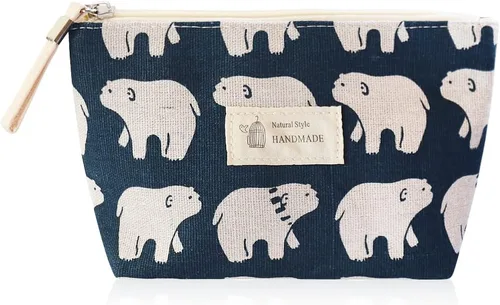 Vista 12 de Bolsa de maquillaje, organizador de viaje, neceser para mujer, pequeña funda de cosméticos para bolso, lindo embrague de almacenamiento de tela