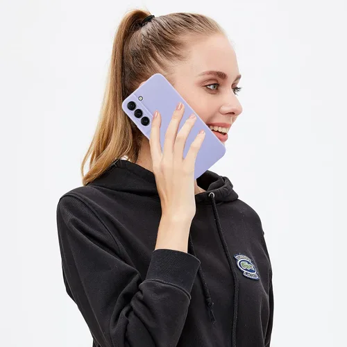 Vista 7 de Samsung Galaxy S22 Plus - Funda de silicona líquida, protección completa delgada de la cámara con forro de microfibra suave, color morado