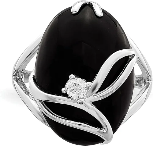 Vista 5 de 925 Sterling Silver Black Onyx Cubic Zirconia Cz Band Ring Stone Natural Shell Wood Fine Jewelry For Women Gifts For Her