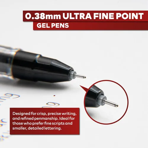 Vista 6 de XFasten Bolígrafos de punta extra fina de 0.015 in, paquete de 24 bolígrafos de tinta de gel de estilo japonés negro, flujo de tinta suave, sin