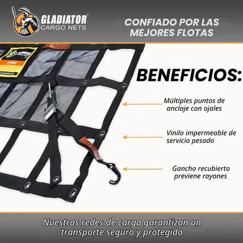 Vista 8 de RED DE CARGA GLADIATOR - Red de carga resistente - (WLL): 1,500 lbs - Accesorio para camioneta - Portador de carga - Organizador de camión