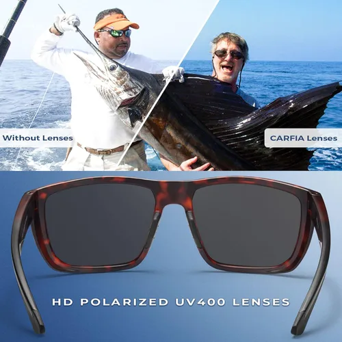 Vista 5 de Carfia Gafas de sol polarizadas clásicas para hombres, deportes al aire libre, senderismo, navegación, pesca marina, sombras cuadradas envolventes