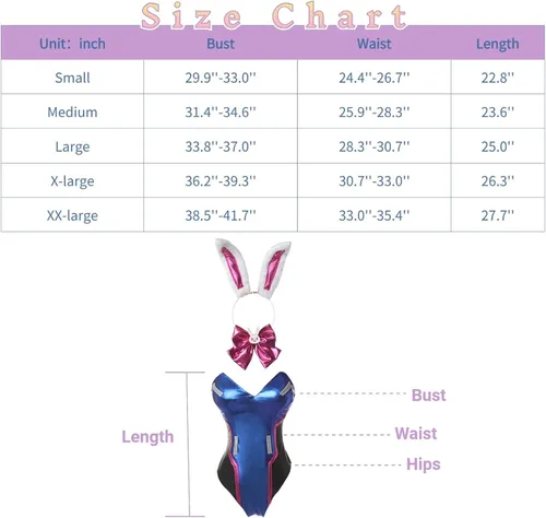 Vista 5 de NSPSTT Disfraz de conejo para mujer disfraz de Dva de conejo traje sexy para cosplay de Hana Song Claro