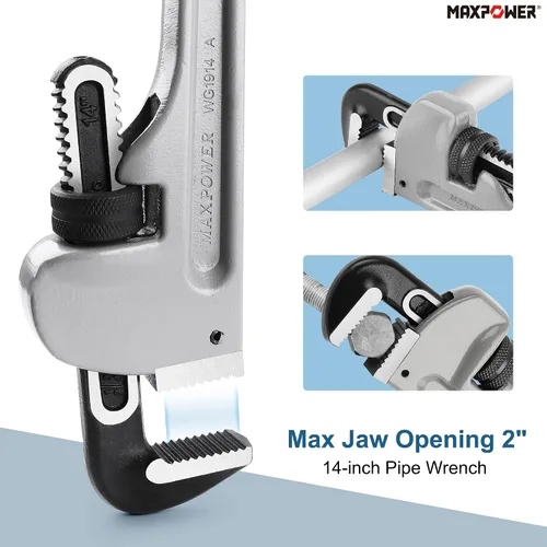 Vista 3 de MAXPOWER Llave de tubo de 14 pulgadas, capacidad de mandíbula de 2 pulgadas