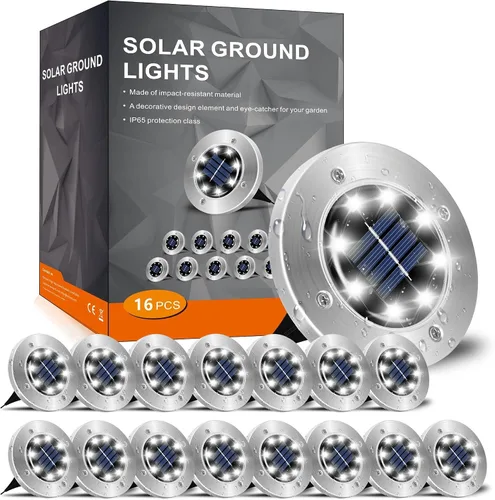 Vista 10 de INCX Luces solares de 4.6 pulgadas impermeables para exteriores, paquete de Cold