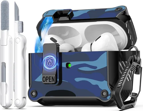 Vista 161 de R-fun Funda de carga compatible con AirPods de 2ª generación 2019, 1ª generación 2016, protección completa contra caídas, tapa desplegable