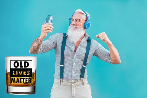 Vista 2 de Old Lives Matter - Vaso de whisky escocés, 11 onzas, divertidos regalos de jubilación o cumpleaños para hombres, regalo único para papá, abuelo