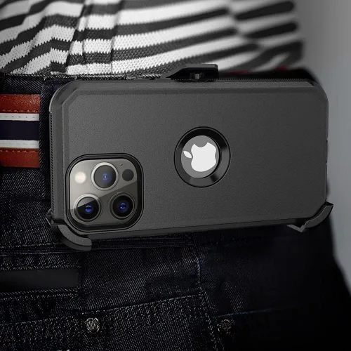 Vista 7 de Funda de teléfono para iPhone 13 Pro Max, resistente, resistente a prueba de golpes, funda protectora con clip para cinturón para Apple iPhone 13