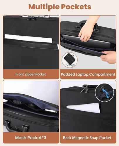Vista 5 de Jetviivid Maletín para laptop para hombres de 15.6 a 16 pulgadas, bolsa ligera de fijación, bolsa de trabajo de negocios, funda de transporte