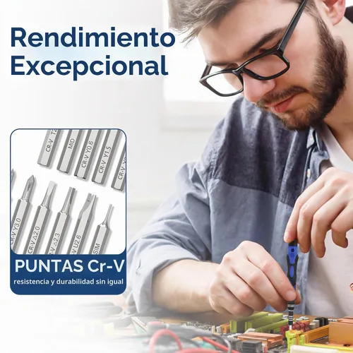 Vista 3 de XOOL Kit de destornilladores de precisión 62 en 1, kit de herramientas de reparación de electrónicos, kit de destornillador magnético con eje