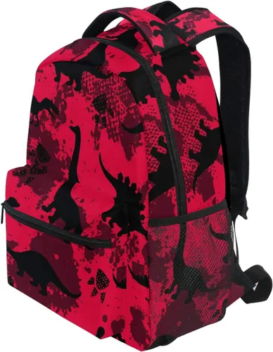 Vista 9 de Mochilas para niños y estudiantes, Dinosaurios rojos, Computadora portátil