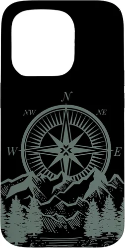 Vista 14 de iPhone 16 Compass Nautical Aesthetic Tree Mountains Landsacpe Case