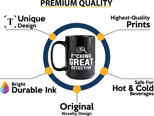 Vista 3 de Taza de café detective de 15 onzas, color negro, gran detective, oficial de policía, policía, patrulla, detective, policía, policía, policía