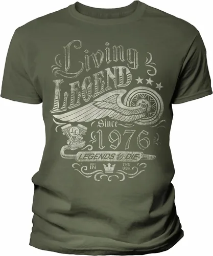 Vista 8 de Vintage 1976 Living Legend 50th Birthday T-Shirt for Men Negro-0001