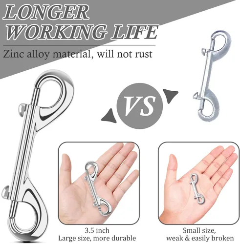 Vista 2 de ERKOON 3.5 inch Double Ended snap Hooks,110lbs Metal Clips Load Capacity Zinc Alloy Double Sided Clips Heavy Duty Trigger Snap for Dogs
