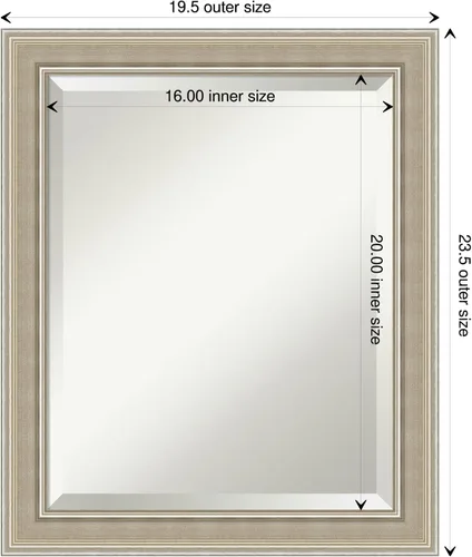 Vista 4 de Amanti Art Espejo de baño de madera, espejo de pared plateado Mezzo para usar como espejo de tocador de baño sobre fregadero (23.5 x 19.5 pulgadas)