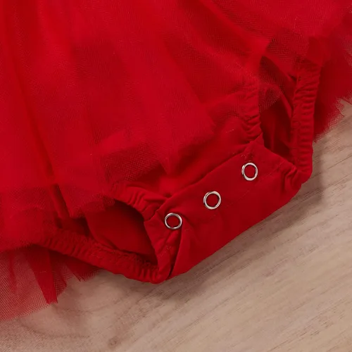 Vista 5 de Mameluco de Navidad para niñas y bebés sin mangas con lentejuelas vestido de tutú de Papá Noel