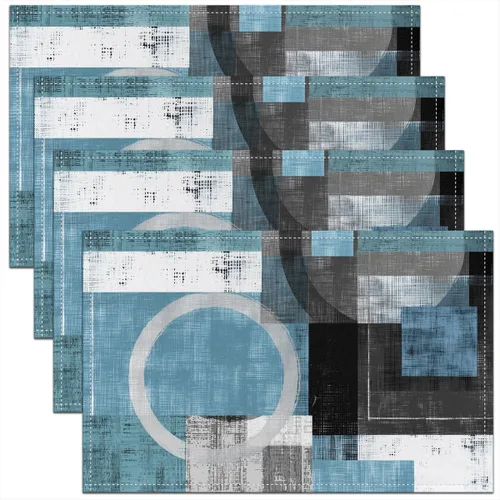 Vista 22 de Modern Circles - Juego de 4 manteles individuales de 12 x 18 pulgadas, patrón geométrico abstracto, decorativo, para niños, adolescentes y adultos