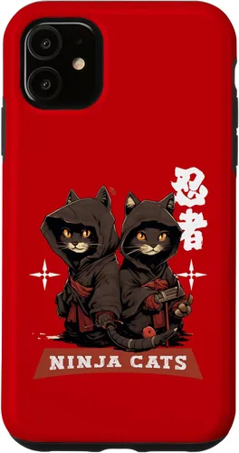 Vista 8 de iPhone 16 Kawaii Japanese Writing Samurai Ninja Cats Samurai Case