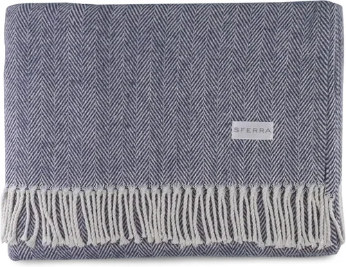 Vista 13 de Sferra Celine Herringbone, manta 100% algodón, color aguamarina