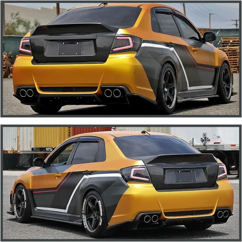 Vista 5 de SPEC-D TUNING Luces traseras secuenciales negras con barra LED blanca compatibles con Subaru Impreza/Impreza WRX 2008-2011, conjunto de par