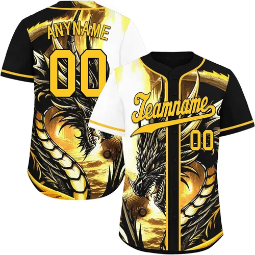 Vista 25 de Camiseta de béisbol de dragón personalizada para hombres y mujeres, camisa de Steetwear de estilo gótico, nombre del equipo y número personalizado