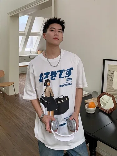 Vista 3 de Vamtac Camisetas gráficas para hombre, camisetas gráficas japonesas Y2k, camiseta vintage Harajuku Tops