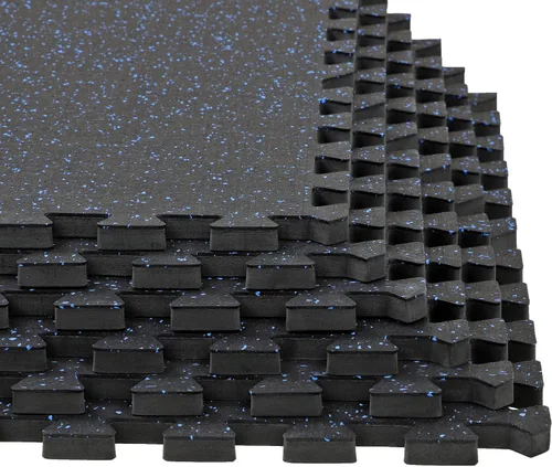 Vista 3 de Xspec Alfombrilla de ejercicio de espuma EVA de 1/2 pulgada de grosor de 48 pies cuadrados (12 azulejos) con parte superior de goma entrelazada
