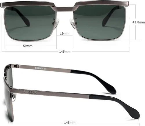 Vista 3 de LORSEX Metal Mens Sunglasses UV400 Protection Driving Fishing Golf Retro Sunglasses for Men
