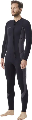 Vista 7 de Hevto Men Wetsuit 3/2mm Neoprene Front Zipper for Surfing Diving Negro