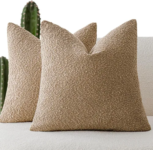 Vista 20 de Foindtower - Juego de 2 fundas decorativas de textura de bucle, fundas de almohada acentuadas, fundas de cojín sólidas, neutrales, para sofá, silla