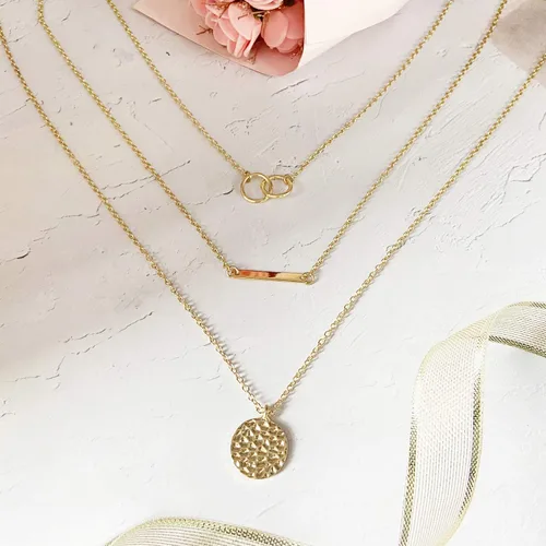 Vista 5 de YANCHUN Collares en capas para mujer, collar de disco multicapa, collares largos para niñas, collares de capas