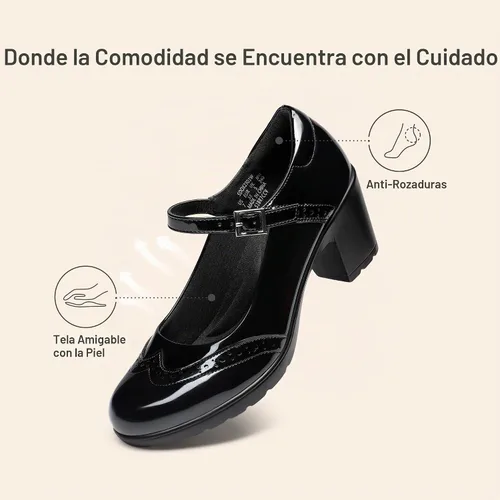 Vista 6 de DREAM PAIRS Zapatos de vestir Oxfords Mary Jane para mujer negro (Black-pat)